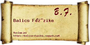 Balics Füzike névjegykártya